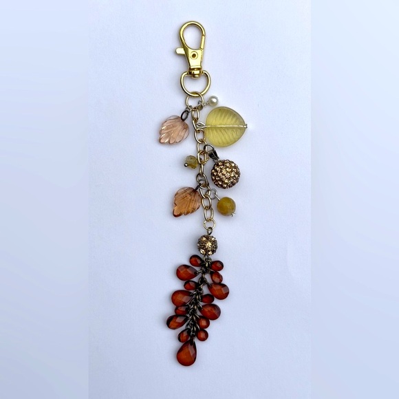 Handmade Accessories - Elegant Brown Dangle 6" Gold Bag Charm Purse Backpack Accy. - Handmade